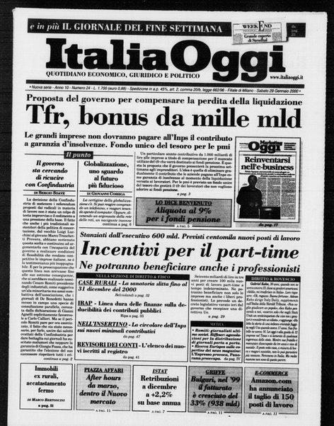 Italia oggi : quotidiano di economia finanza e politica